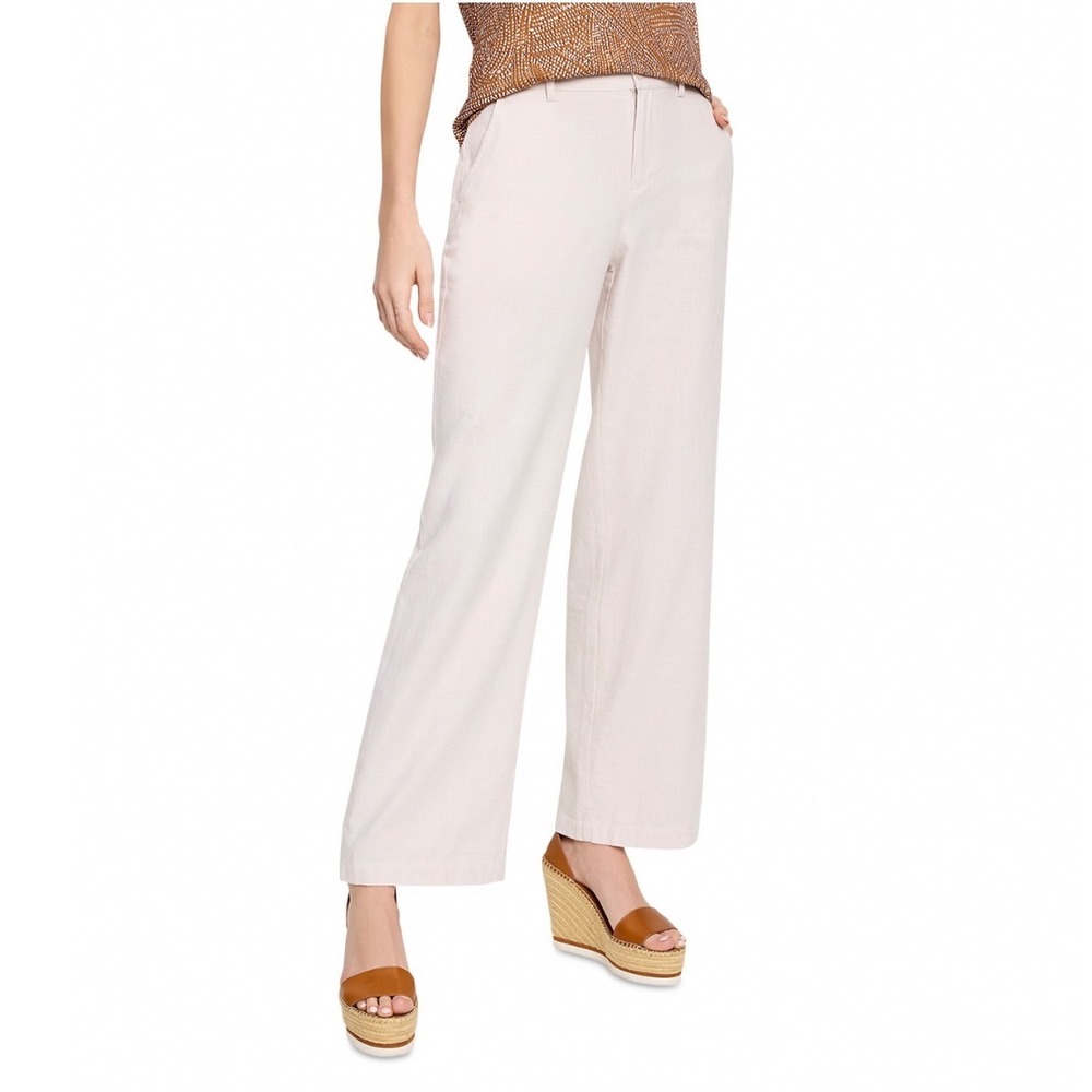NIC+ZOE Women Neutral Mix Linen Blend Wide Leg Pants Size 16 NWT